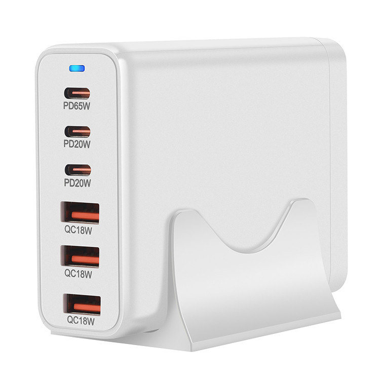 Basics 120W Six-Port GaN Wall Charger With 3 USB-C Ports (65W, 20W) With PD for Laptops, Tablets & Phones