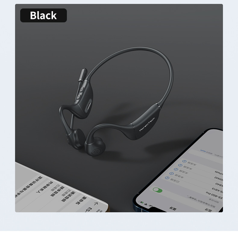 Wireless Waterproof Mp3 Compact Black Foldable Open Ear Bluetooth Bone Conduction Headphones