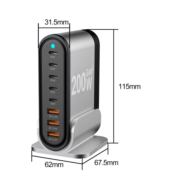 2024 New Products 200w 100w Univasal Usb-c Pd Type C Port Fast Gan Chargers Phone Ultra Usb C Wall Charger Charging