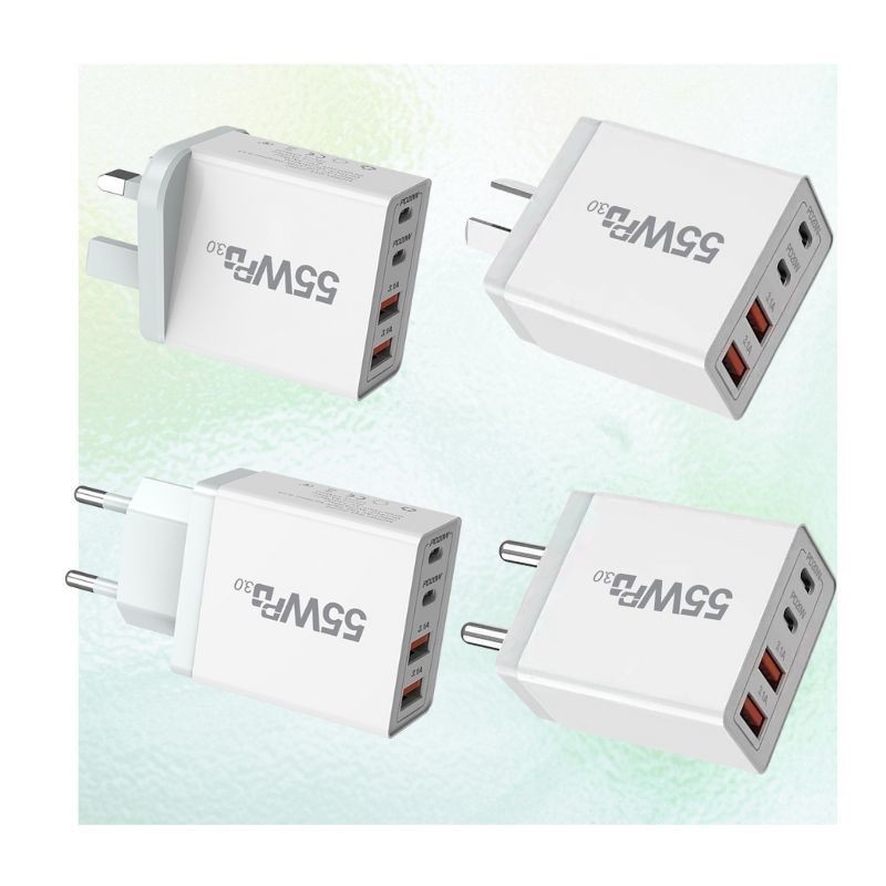 Best Selling Products 2023 Original 55w Fast Charger Dual Type C 20w Pd Uk Us Eu Wall Charger Celular