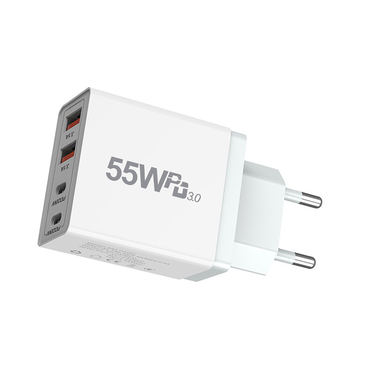 Best Selling Products 2023 Original 55w Fast Charger Dual Type C 20w Pd Uk Us Eu Wall Charger Celular