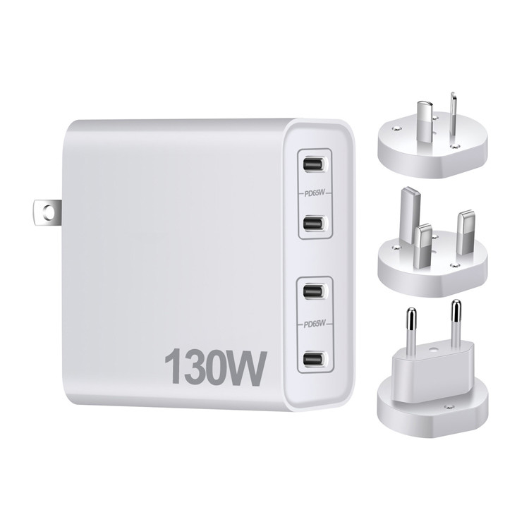 Wall Charger 130w Foldable Travel 4 Usb C Type C Pd 3.0 Charger Block Quick Fast Charger Desktop Power Adapter Charging Station