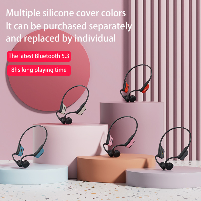 16 Hours Bone Conduction Headphones Bluetooth Computer Headsets Noise Canceling Mic Mute Botton for Work Call Meeting Mobile PC