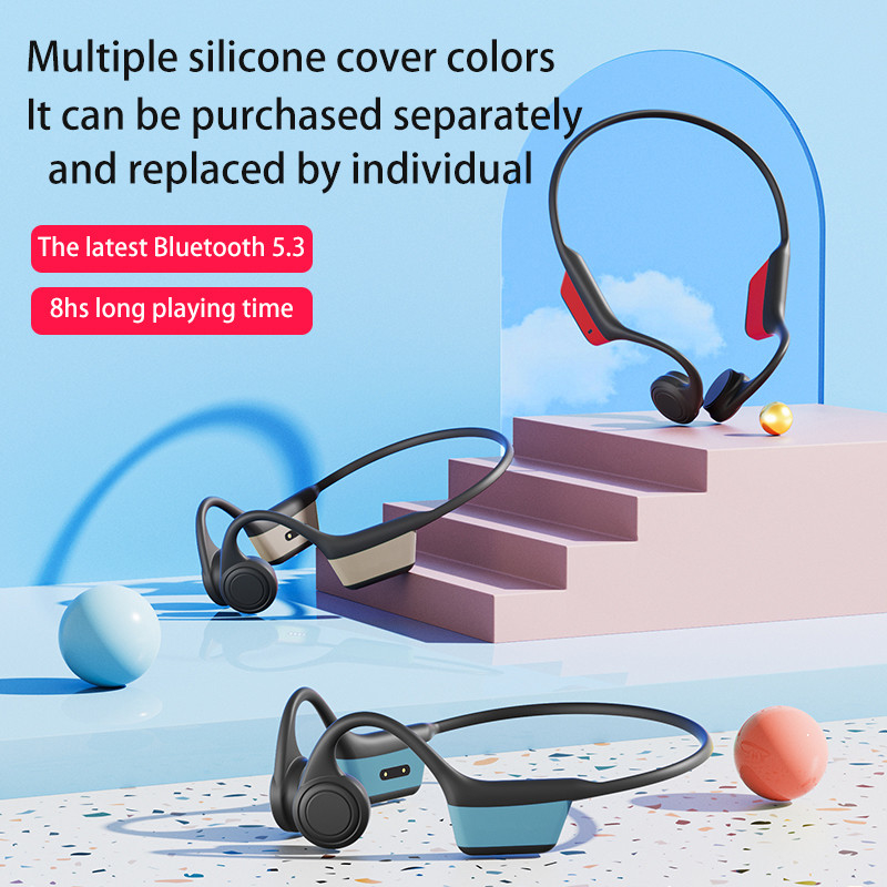 16 Hours Bone Conduction Headphones Bluetooth Computer Headsets Noise Canceling Mic Mute Botton for Work Call Meeting Mobile PC