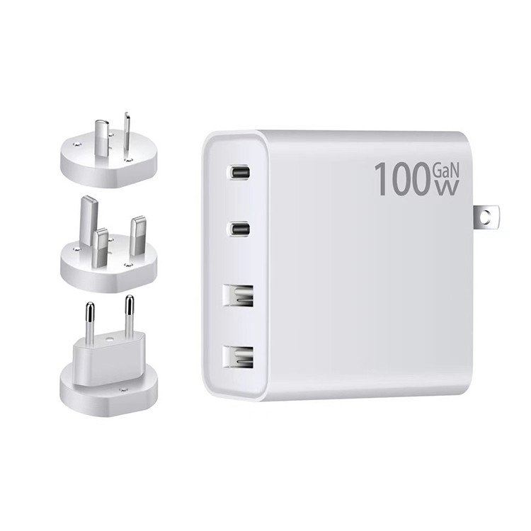 4 Ports Usb-c Pd Gan Charger 100w Quick Charger 3.0 Fast Delivery Usb Desktop Charger Adapter for Macbook/laptops/phone Table