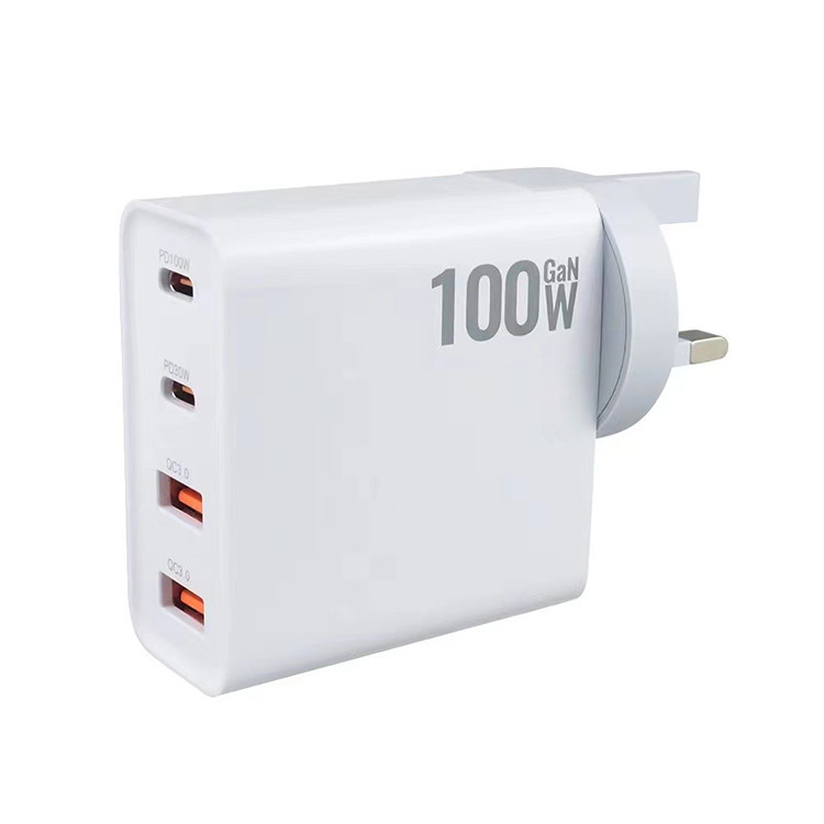 4 Ports Usb-c Pd Gan Charger 100w Quick Charger 3.0 Fast Delivery Usb Desktop Charger Adapter for Macbook/laptops/phone Table