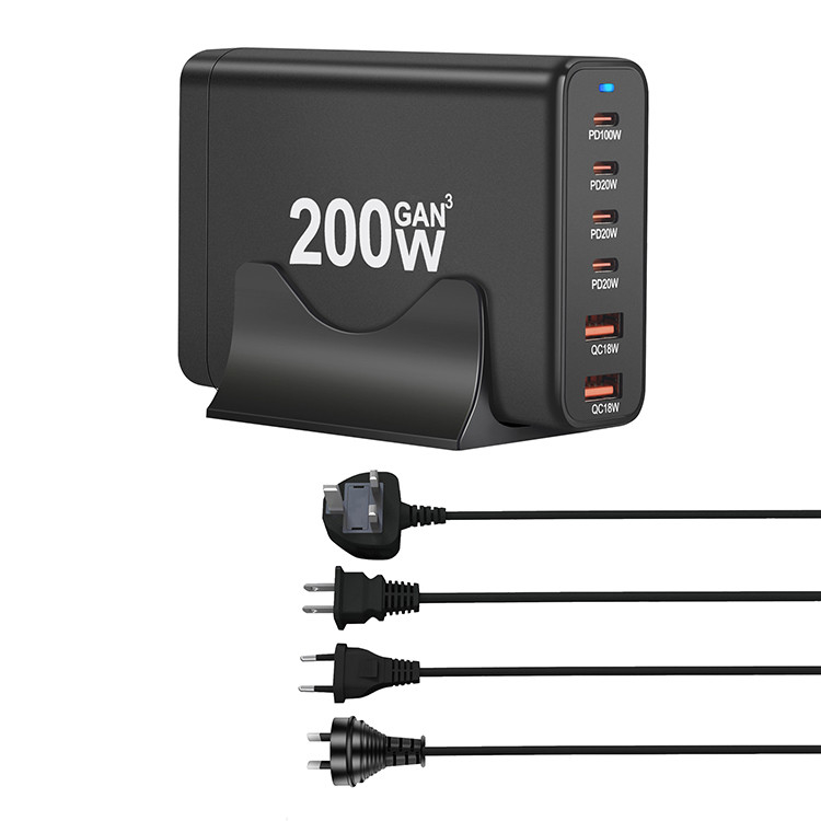 200W 6ports USB C Fast Charging Station PPS PD 65W Laptop Charger Adapter Phone Type C Usb C Charger Block