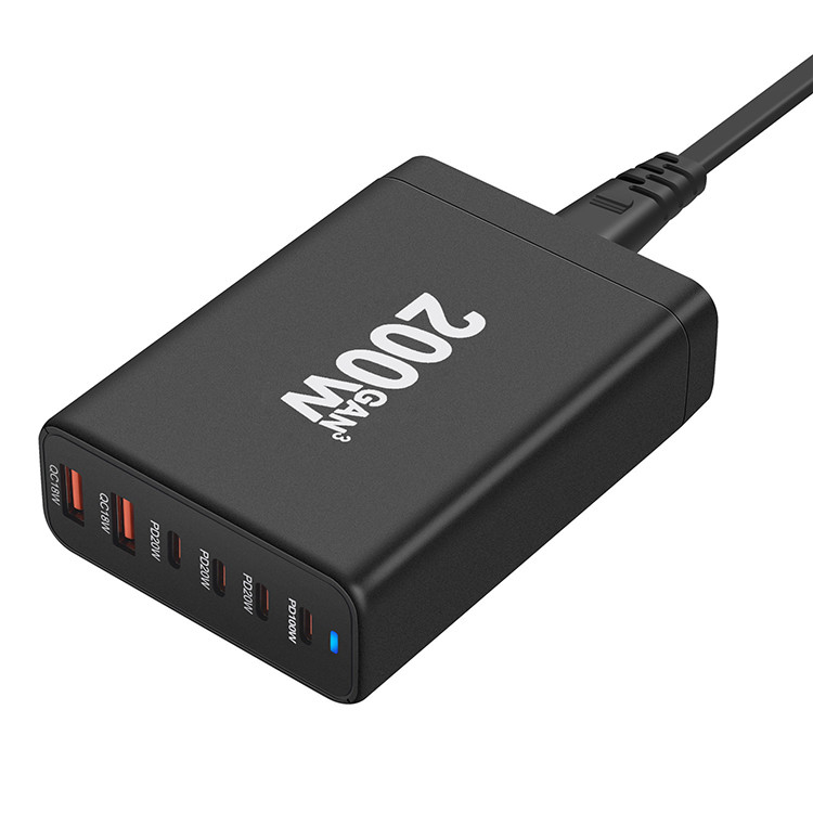 200W 6ports USB C Fast Charging Station PPS PD 65W Laptop Charger Adapter Phone Type C Usb C Charger Block