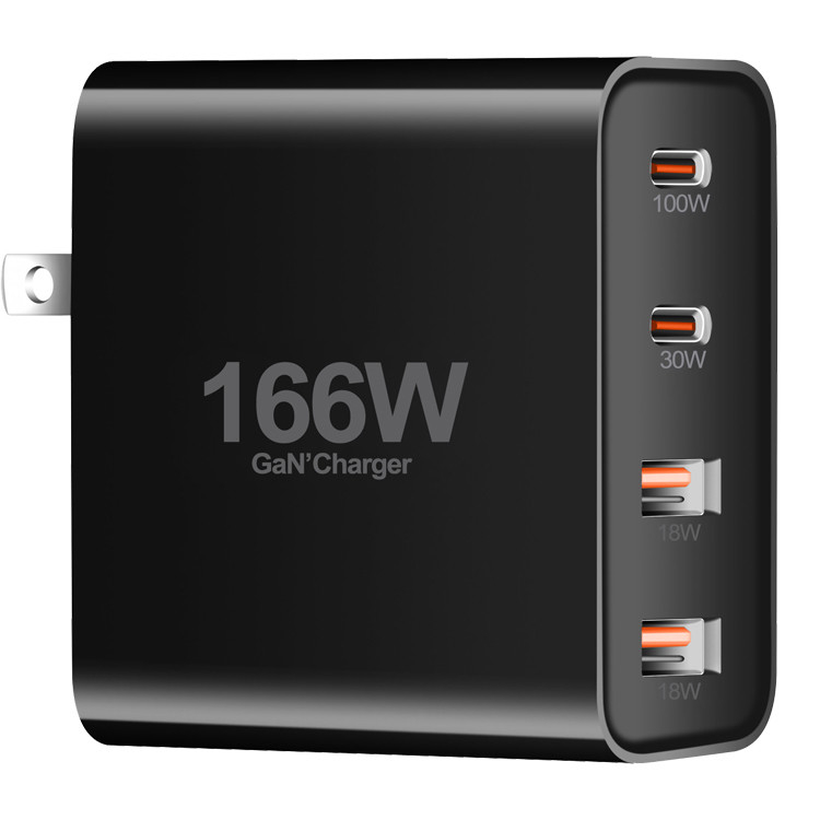130w 166w Gan' Charger 4 Ports Pd Portable Fast Charger With Usb Type C Quick Wall Charger Smartphone Laptop Adapter