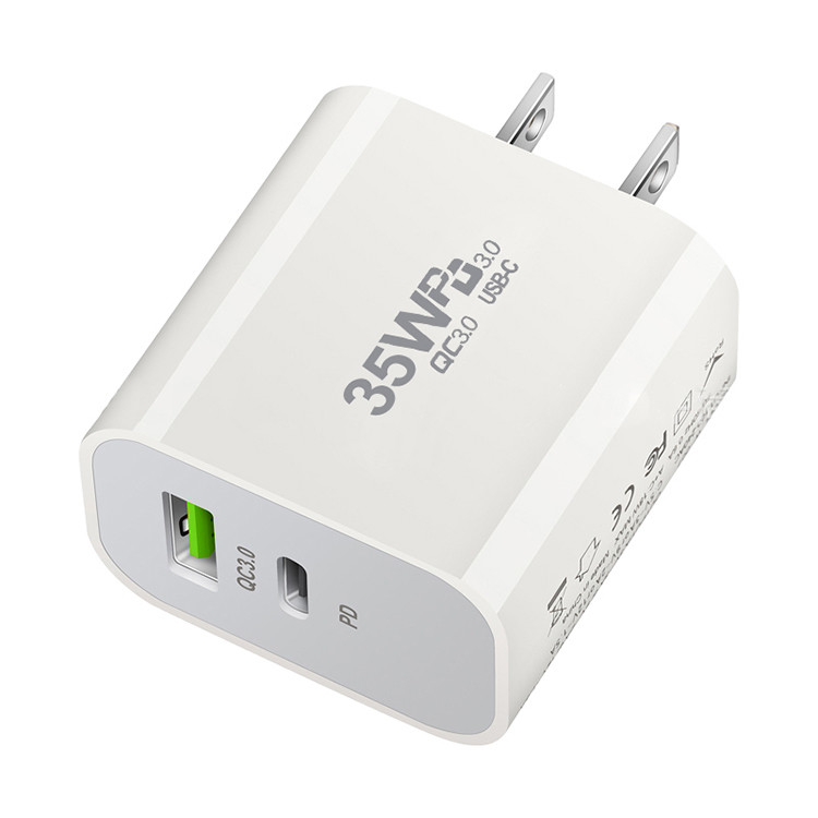 Factory Direct Sale Type C Wall Power Adapter Pd 35w Mini Fast Charger for I Phone 15 Charging With Dual Ports