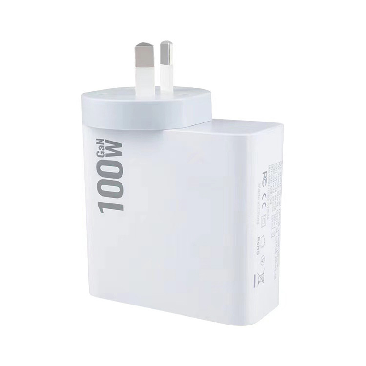 2024 Wholesale 100w Dual Usb-c Pd GaN Fast Charger 2C 2A Ports Phone Ultra Thin Usb C Wall Charger Charging