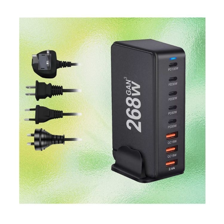 XZH 8-Ports Compact 240W USB C Charger PPS PD 100W 30W QC18W Multiport Fast Charging Station for MacBook Laptop I Phone