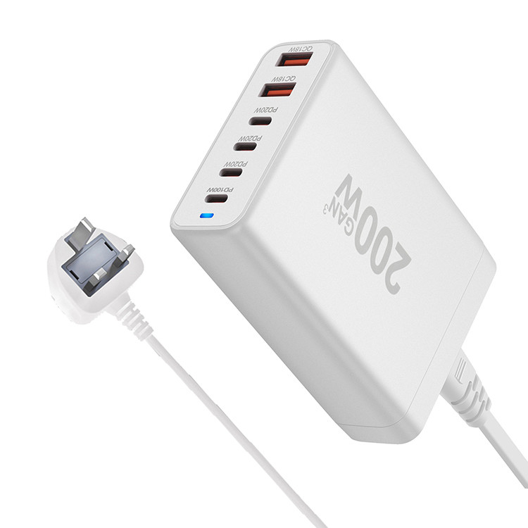 200W Compact Pd PPS Quick Charging Carregador Usb Type c 6 Ports Usb Charger Fast Charge