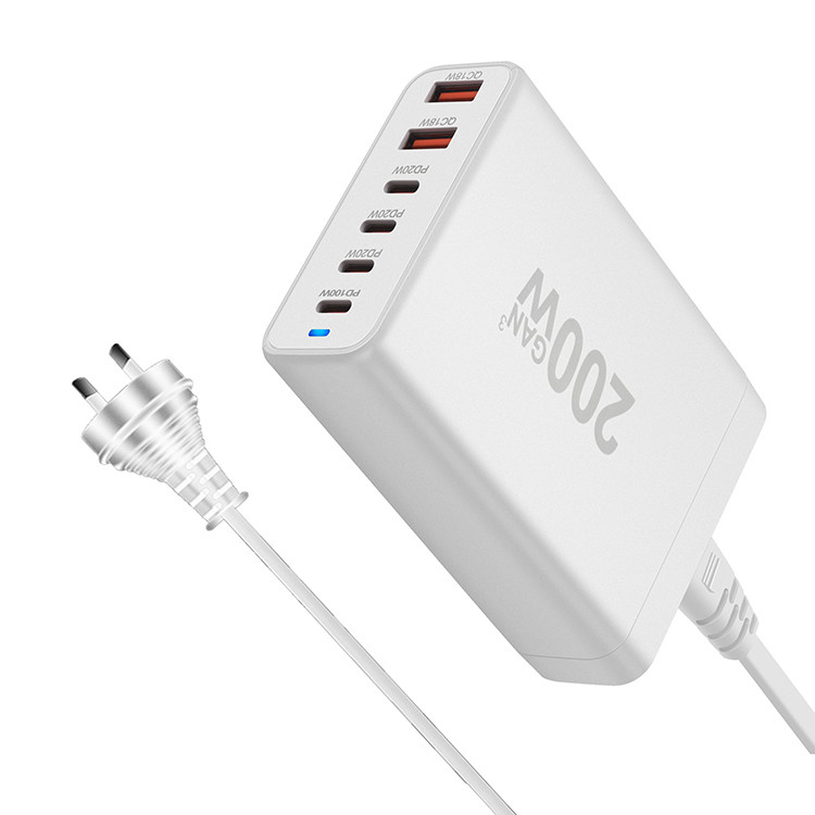 200W Compact Pd PPS Quick Charging Carregador Usb Type c 6 Ports Usb Charger Fast Charge