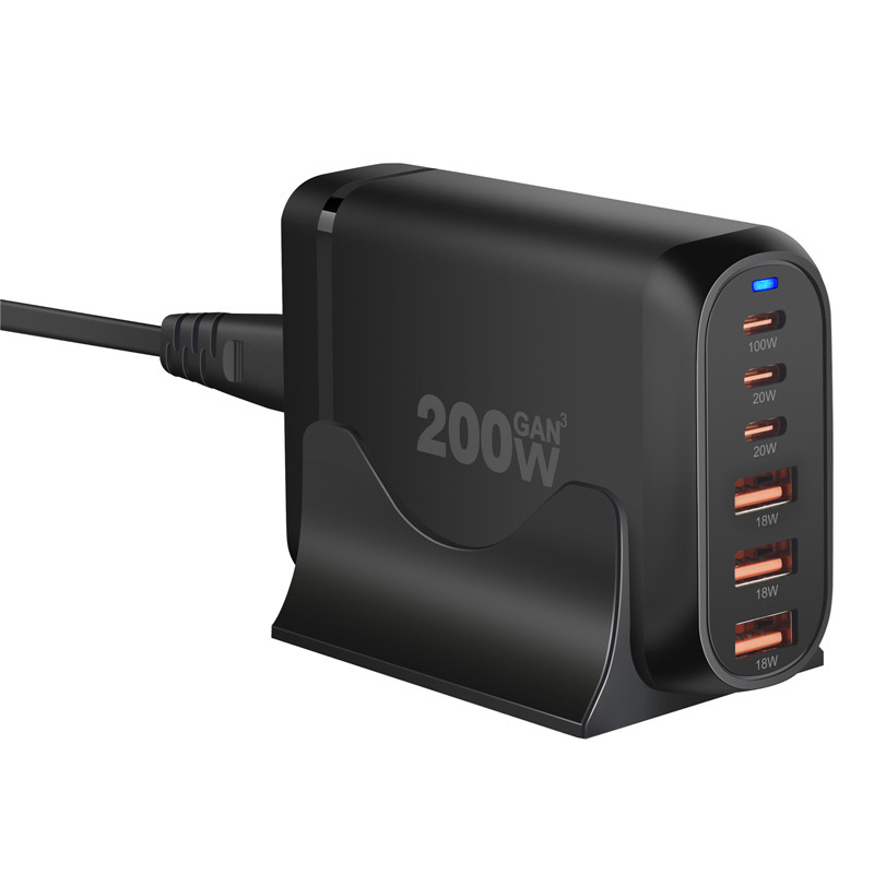 XZH CD04 Led Display Gan Tech 6 Ports Multi 120w Gan Super Mobile Fast Usb Phone Charger for Mobile Phone Macbook Laptop
