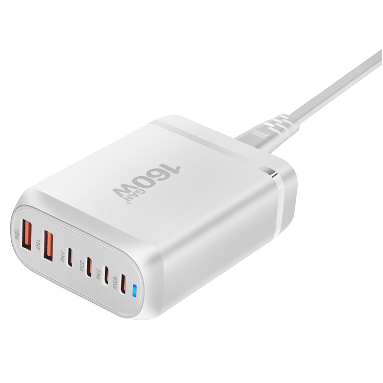 XZH CD04 Led Display Gan Tech 6 Ports Multi 120w Gan Super Mobile Fast Usb Phone Charger for Mobile Phone Macbook Laptop