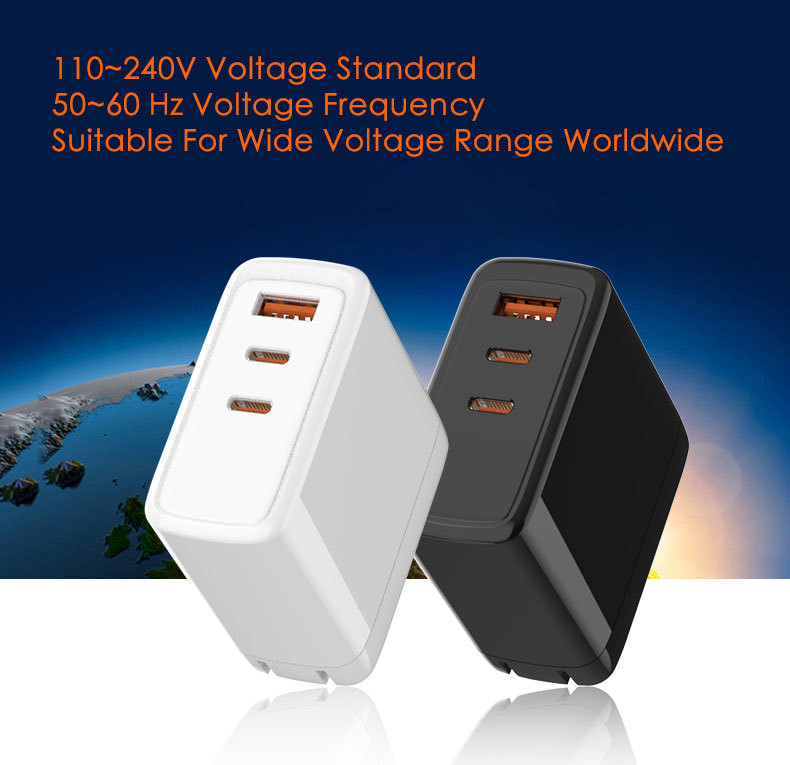 XZH New Tech Gan Charger Foldable Plug Superior Safe 18W 65W Fast Charging 2 Usb c Charger for Phone & Laptop