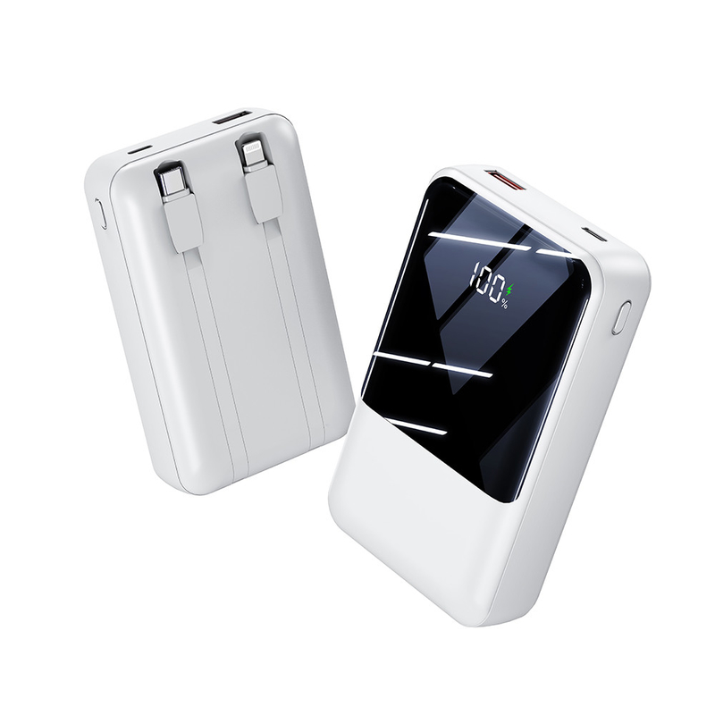 High Capacity 10000 MAh Power Bank with LED Display and Built-in Cables USB Portable Chargers