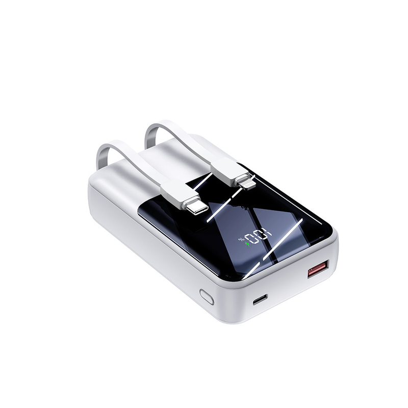 High Capacity 10000 MAh Power Bank with LED Display and Built-in Cables USB Portable Chargers