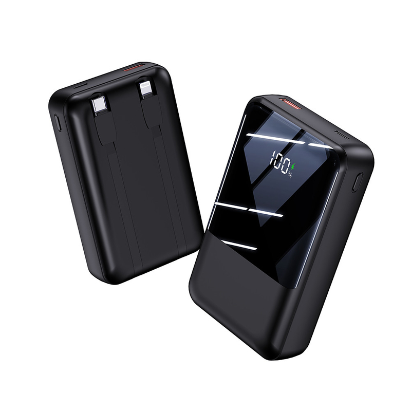 High Capacity 10000 MAh Power Bank with LED Display and Built-in Cables USB Portable Chargers