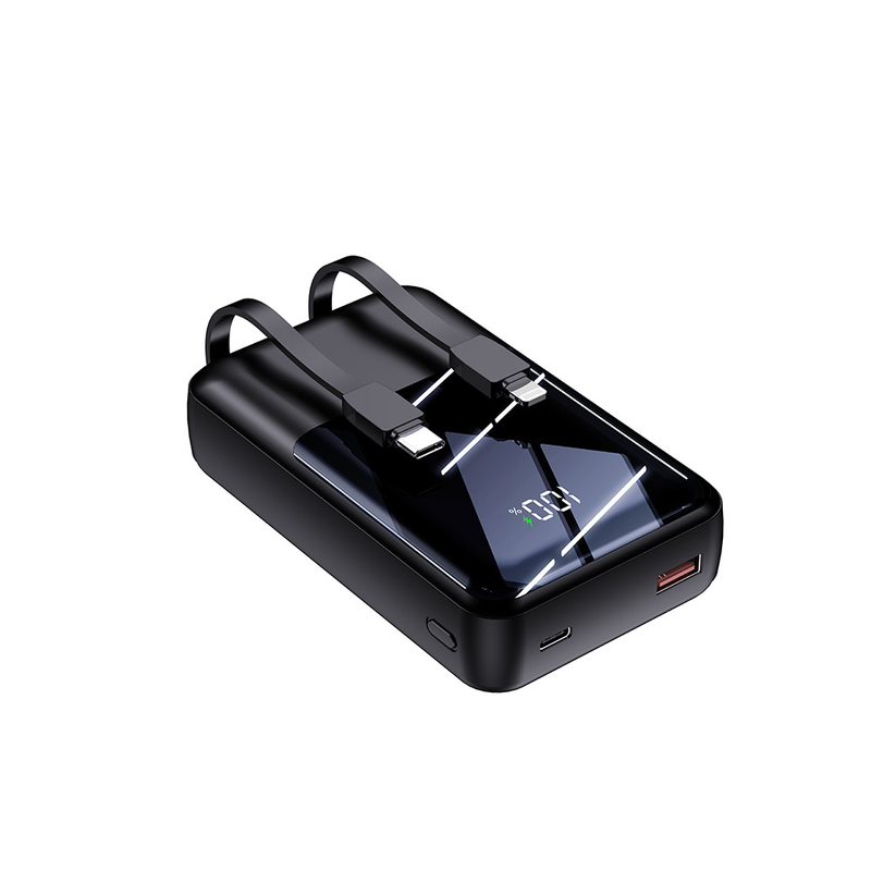 High Capacity 10000 MAh Power Bank with LED Display and Built-in Cables USB Portable Chargers