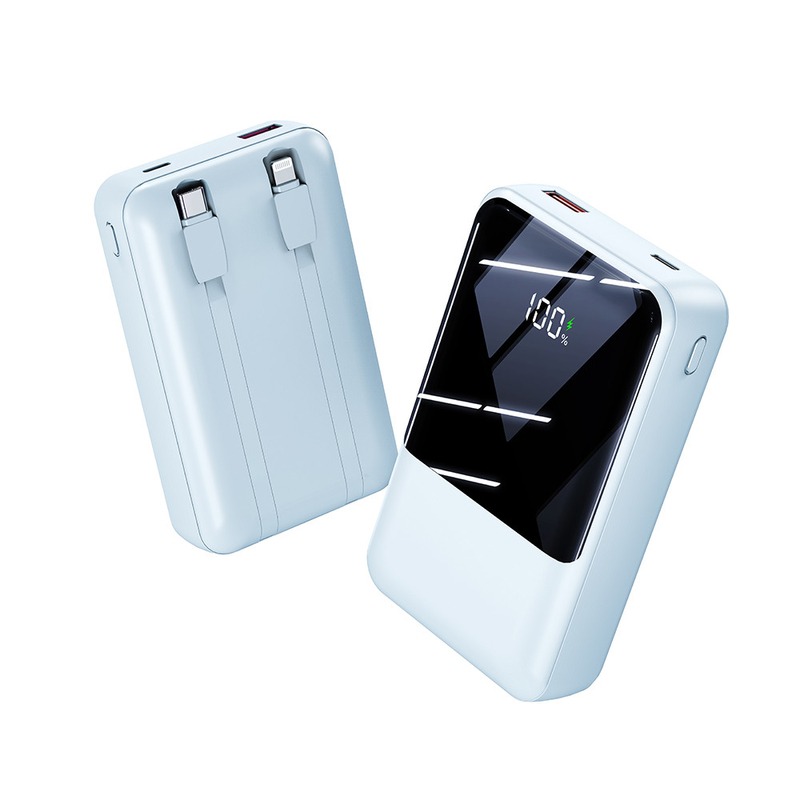 High Capacity 10000 MAh Power Bank with LED Display and Built-in Cables USB Portable Chargers